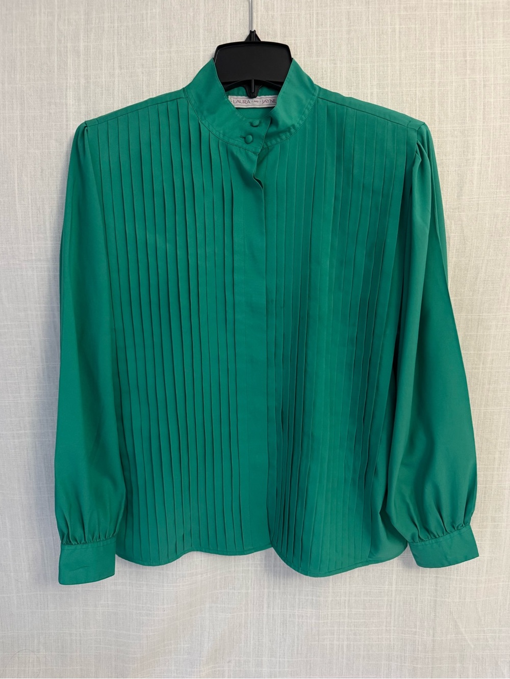 Vintage 80s Laura & Jayne Green Pleated Blouse